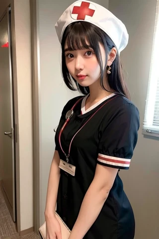 中等長度的頭髮, 美少女, 護士制服, 醫院