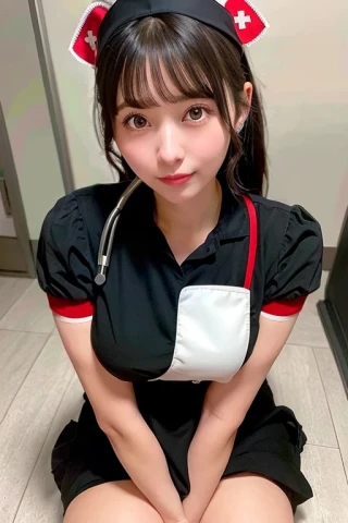 中等長度的頭髮, 美少女, 護士制服, 醫院